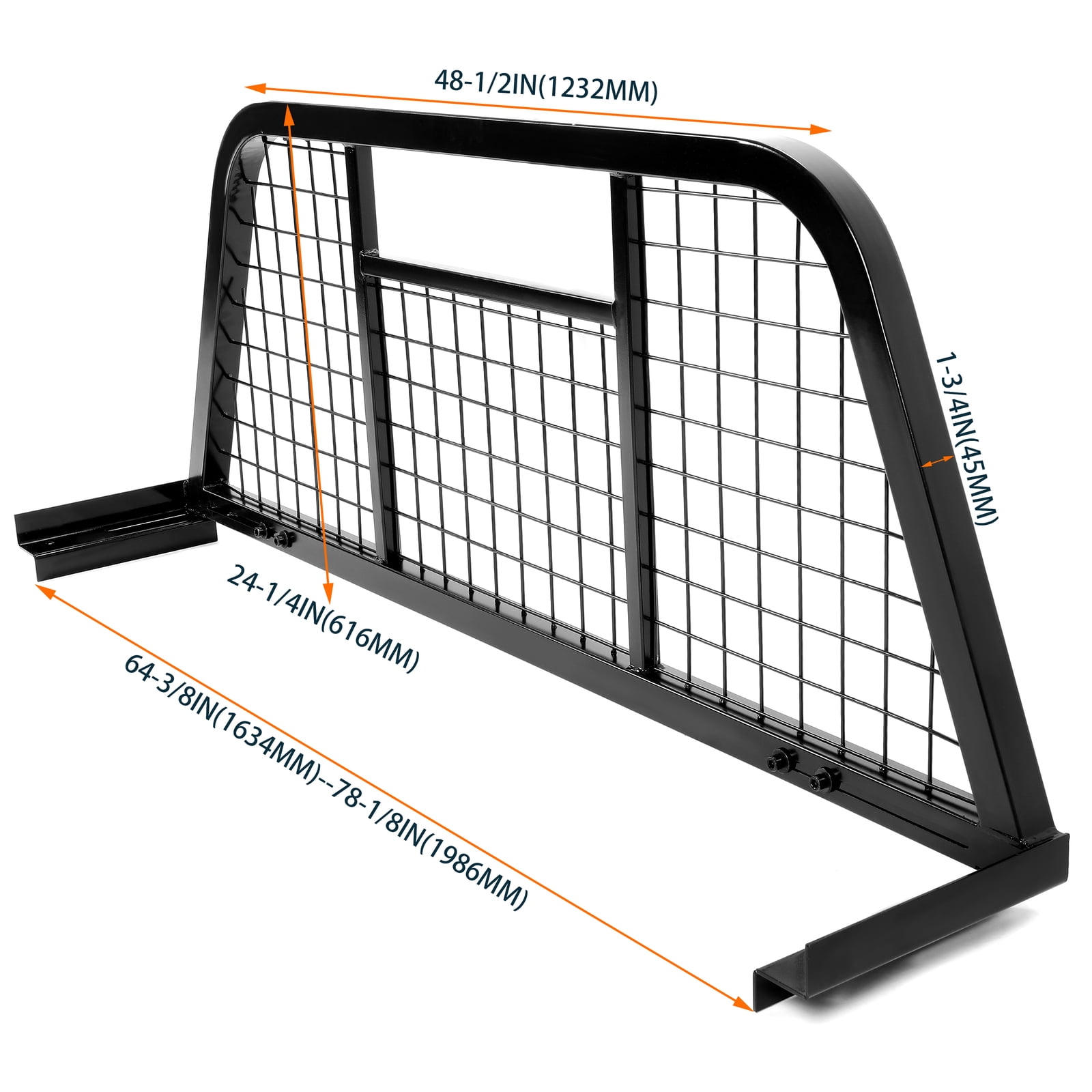 Pickup Back Rack KUAFU Extendable Headache Back Rack Universal design Fit full-size ...