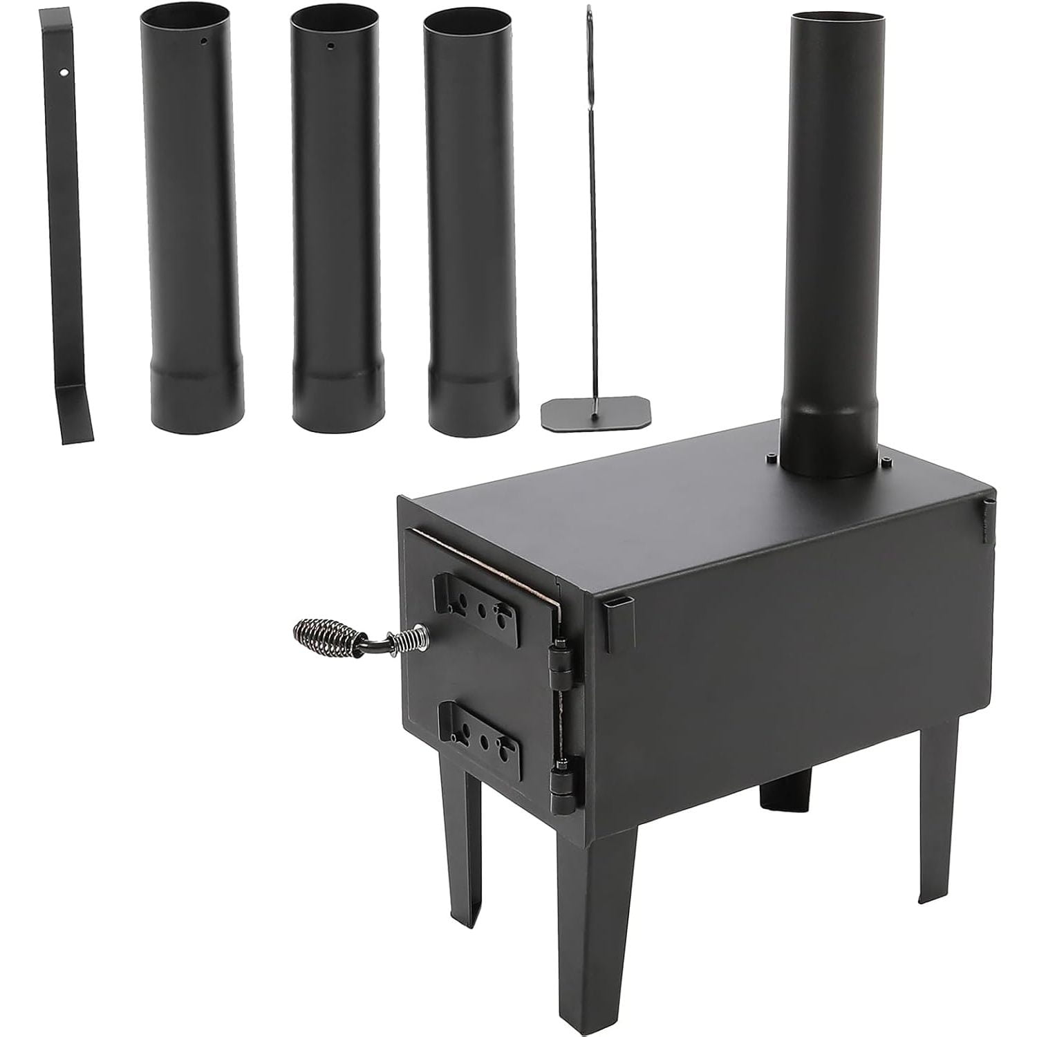 HECASA Portable Wood Burning Stove For Camping - Tent Stove With Chimney For Heating & Outdoor Cooking