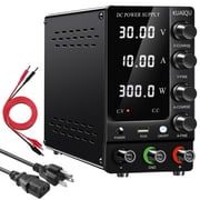 KUAIQU DC Power Supply Variable 30V 10A, Adjustable Switching Regulated DC Bench Power Supply with Output Switch with Large Digital Display, 5V/2A USB Por