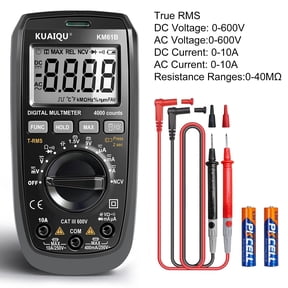 Kuaiqu KM61B Digital Multimeter True RMS 10A DC/AC Current 600V DC/AC Voltage NCV Continuity Diode Backlit Flashlight Audible/Visual Alarm Auto Power-off Meter Electrical