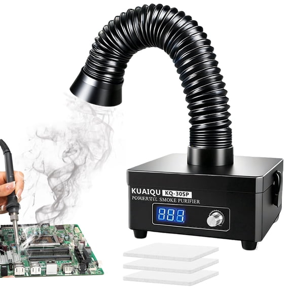 Kuaiqu Solder Fume Extractor Adjustable Speed LED Display 3-Stage Filters Desktop Soldering Fume Extractor for 3D Printer, Welding, Phone Repair Solder Fan Fume Extractor