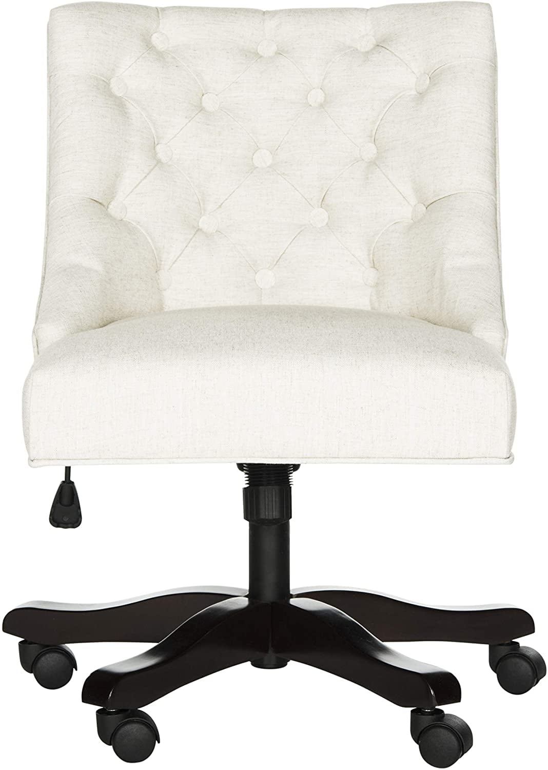 Polished Espresso and Crème Tufted Transitional Desk Chair