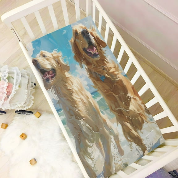 KUANGWANG Ultra Soft Fitted Microfiber Crib Sheets for Newborn Baby Boys Girls 0_0 (99sandy Paws and Happy Tails Design Cute Pattern