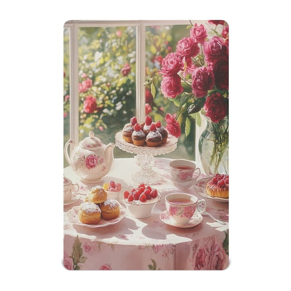 KUANGWANG Ultra Soft Fitted Microfiber Crib Sheets for Newborn Baby Boys Girls Tea Set with Cakes Roses Design Cute Pattern