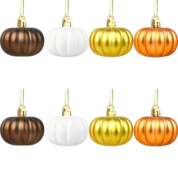 KUAZOU 8 Pcs Fall Pumpkin Hanging Ornament Thanksgiving Tree Decorations Mini Pumpkin Ball Decorations Farmhouse Fall Ornaments for Small Tree for Autumn Thanksgiving Halloween Christmas