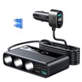 thumbnail image 1 of KUAZOU 9 in 1 Cigarette Lighter Splitter,210W Cigarette Lighter Adapter with PD/QC 3.0 * 2 Charge,12V/24V Independent Switches DC Cigarette Outlet Car Charger for All Car Devices, 1 of 7