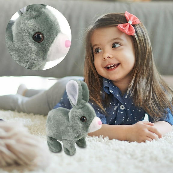 KUAZOU Bunby - My Realistic Bunny Toy,Hopping Bunny Toy Interactive Bunny Can Walk and Talk Educational Toys for Easter Christmas Birthday Gift-Gray