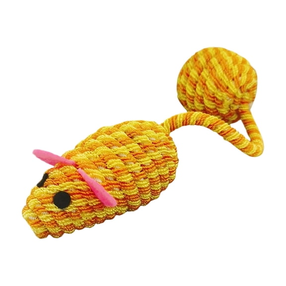 KUAZOU Cat Toys Crochet Mouse,Mouse Toys for Cats,Durable Hand-Knitted Teething Chew Toy for Indoor Cats & Kittens,Interactive Play & Dental Care(Orange)