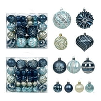 KUAZOU Christmas Ball Ornaments Set of 48 - 1.57" & 2.36" Christmas Ball Ornaments with Glitter Lines,Elegant Christmas Decorations for Tree Holiday Décor Wedding Party & Home(Cyan)