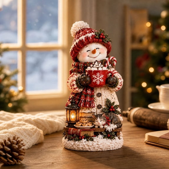 KUAZOU Christmas Snowman Figurine, Christmas Decorations for Holiday Home Decor, Tabletop Ornament for Living Room Desk Shelf and Entryway, Festive Holiday Gift for Family, Friends and Collectors #B