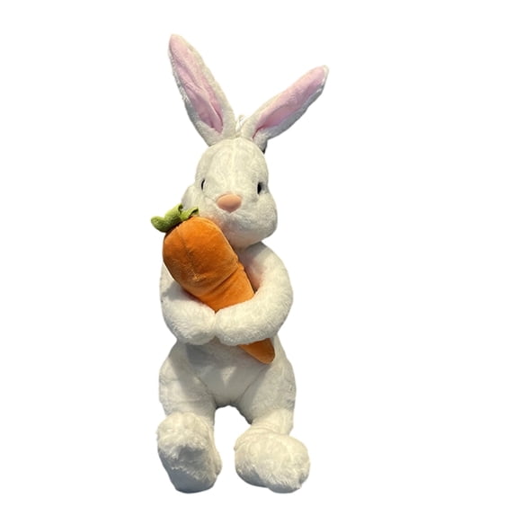KUAZOU Easter Bunny Tree Topper Decorations,Stuffed Easter Bunny,Spring Plush Rabbit Hugged Carrot for Tree Basket Stuffers Holiday Home Party Supplies Decor White-10"