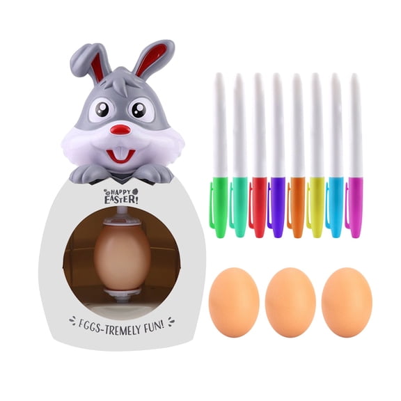 KUAZOU Egg Decorator Spinner,Eggmazing Easter Egg Decorator Kit - Includes Bunny Egg Decorating Spinner Arts with 8 Colorful Quick Drying Markers and 3 eggs-White