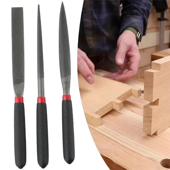 KUAZOU Metal File Set,3-Piece,4.6-inch,Professional Carbon Steel File,Includes Flat/Half-Round/Round,Work for Metal,Wood and More