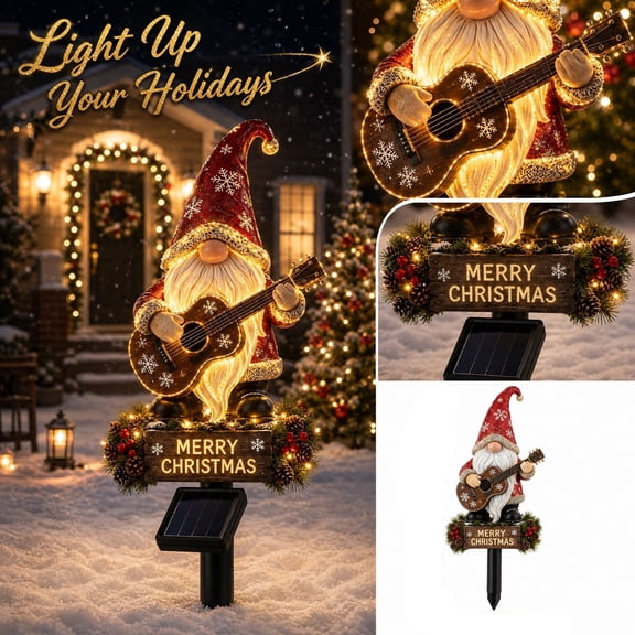 KUAZOU Solar Christmas Gnome Yard Stake, Christmas Decorations with LED Lights, Solar Garden Lights for Outdoor Patio Yard, Christmas Lights, Holiday Gift for Christmas Lovers and Collectors
