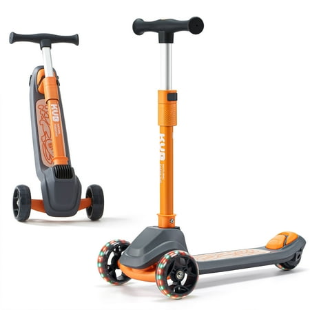 KUB Kids Scooter with 3 LED Lighted Wheels, Any Height Adjustable Handlebar & Lean-to-Steer for Ages 3-12