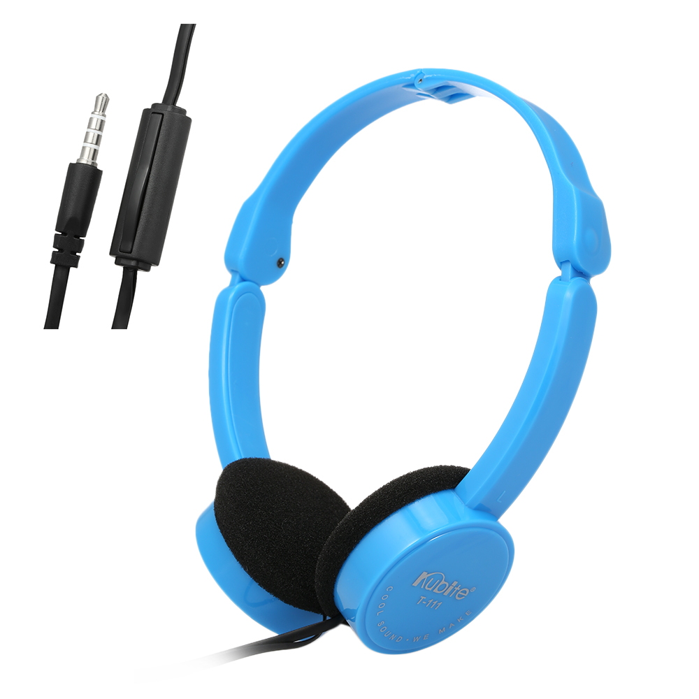 KUBITE T-111 3.5mm Wired Over-ear Headphones Foldable Sports Headset Portable Music Gaming Earphones w/ Microphone for Kids MP4 MP3 Smartphones Laptop Tablet PC, Blue - image 1 of 6