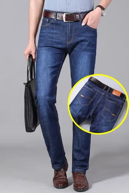 KUBRO Men‘s Jeans Summer Thin Pants Straight Blue Jean Baggy Casual ...
