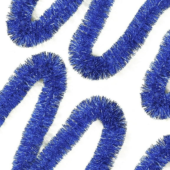 KUCASI 33 Feet Blue Tinsel Garland Christmas Foil Tinsel Garland Decoration Metallic Wall Hanging Banner for Christmas Tree Birthday Party Decorations