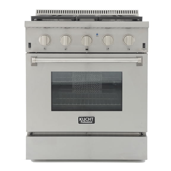 KUCHT Professional 30 in. 4.2 cu. ft. Dual Fuel Range for Natural Gas with Sealed Burners and Convection Oven in Stainless Steel with Classic Silver Knobs