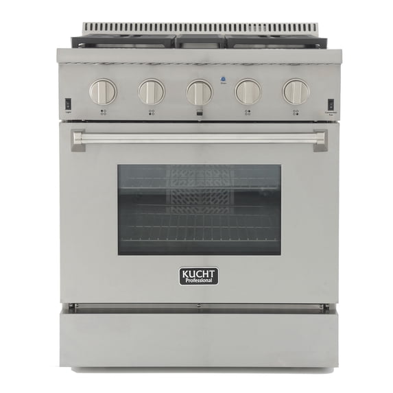 KUCHT Professional 30 in. 4.2 cu. ft. Dual Fuel Range for Natural Gas with Sealed Burners and Convection Oven in Stainless Steel with Classic Silver Knobs