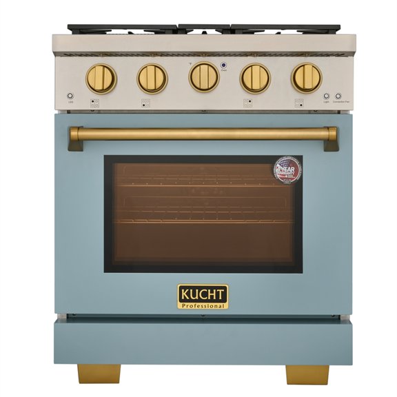 KUCHT Professional 30 - in Natural Gas Range in Light Blue with gold knobs