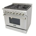 thumbnail image 1 of KUCHT Professional 36 in. 5.2 cu. ft. Dual Fuel Range for Natural Gas with Sealed Burners and Convection Oven in Stainless Steel with Classic Silver Knobs, 1 of 5