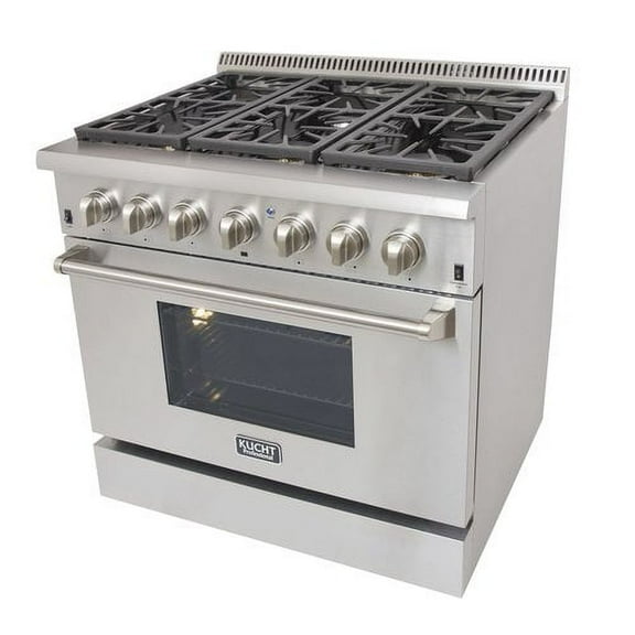 KUCHT Professional 36 in. 5.2 cu. ft. Dual Fuel Range for Natural Gas with Sealed Burners and Convection Oven in Stainless Steel with Classic Silver Knobs