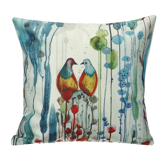 KUDOSALE Decorative Throw Pillow Case Cushion Cover 18''x18'' Retro Oil Painting Birds Linen Pillowcase Pillow Protector Slip Cases Sham for Car Couch Sofa Home