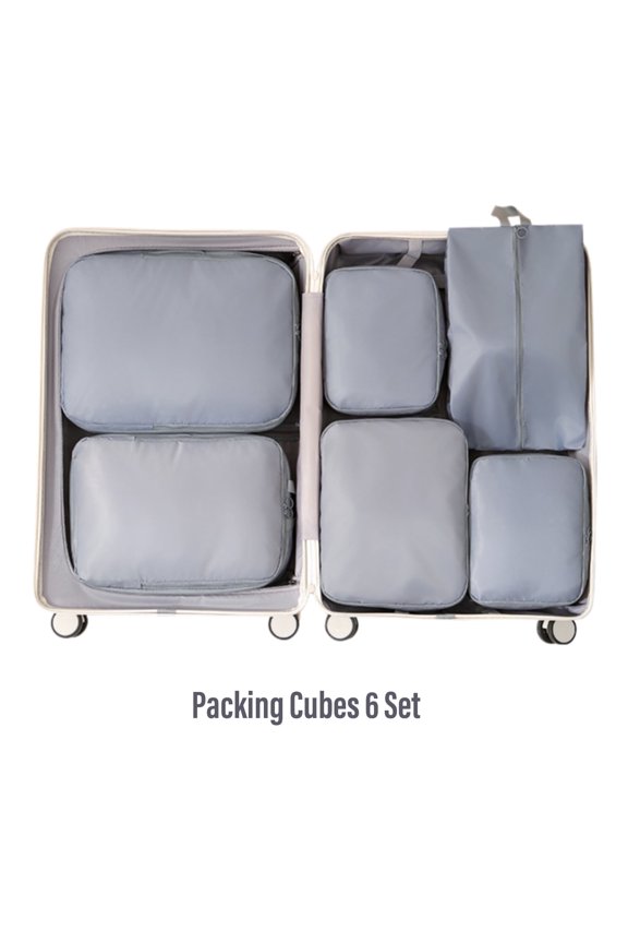 6-Piece Ultralight Compression Packing Cubes, Travel Organizer Set for Luggage, Suitcase, Backpack, Grey
