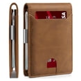 thumbnail image 1 of KUEON Slim Wallet for Men, Genuine Leather RFID Blocking Card Holder with Money Clip, 4x3x0.6 in,Brown, 1 of 10