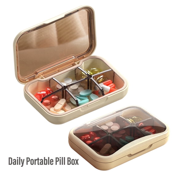 KUEON Stackable Pill Box Set 6 Pack, Portable Travel Medicine Organizer, Small Pill Containers for Purse, Pocket, Vitamins, Supplements