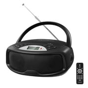 KUEPHOM Portable CD Player Bluetooth Boombox, FM Radio with Remote, Karaoke, Playback CD/MP3, Front Aux-in Port, Headphone Jack, Tiny Body, LCD Display