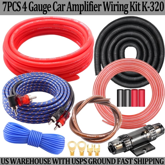 KUERL K-320 Complete Car Amplifier Wiring Kit 2000W 4GA with Fuse & RCA Cables