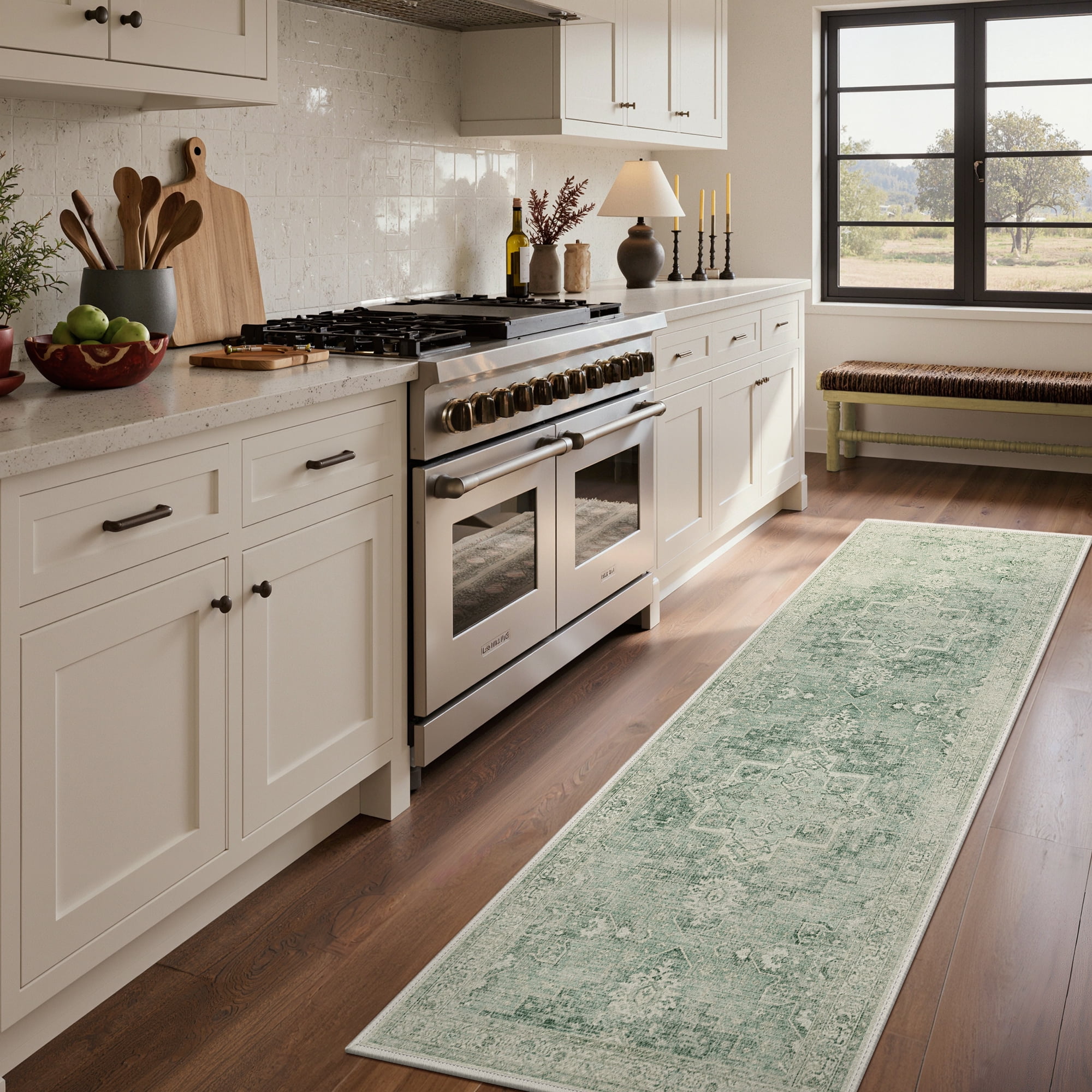 KUETH 2.5x8 Non Slip Hallway Runner Rug, Machine Washable Vintage Low ...
