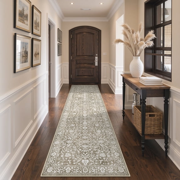 KUETH 2.5X12 Runner Rug Machine Washable, Kitchen Runner Rug for Floor and Hallway, Non Slip Throw Area Rug with Rubber Backing for Living Room、 Entryway、Bedroom and Dining Room