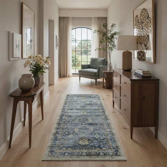 KUETH 2.5X6 Runner Rug Machine Washable, Kitchen Runner Rug for Floor and Hallway, Non Slip Throw Area Rug with Rubber Backing for Living Room、 Entryway、Bedroom and Dining Room