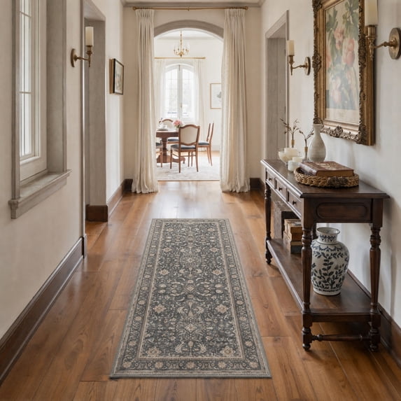 KUETH 2.5X8 Runner Rug Machine Washable, Kitchen Runner Rug for Floor and Hallway, Non Slip Throw Area Rug with Rubber Backing for Living Room、 Entryway、Bedroom and Dining Room