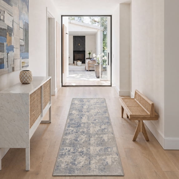 KUETH 2'6''X8' Runner Rug Machine Washable Rugs for Living Room, Non Slip Flat Pile Rug with Rubber Backing, Rug for Entryway Hallway Kitchen and Corridor