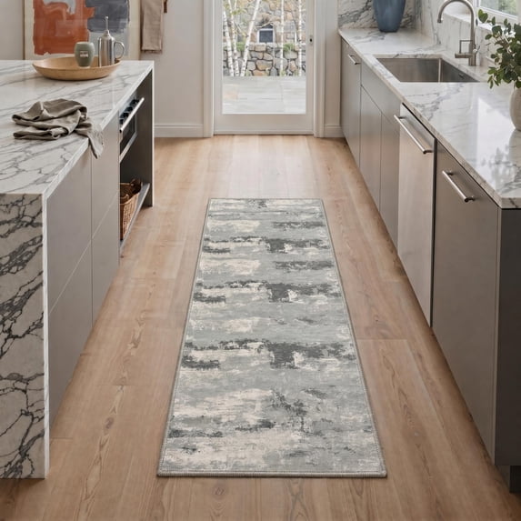 KUETH 2'6''X8' Runner Rug Machine Washable Rugs for Living Room, Non Slip Flat Pile Rug with Rubber Backing, Rug for Entryway Hallway Kitchen and Corridor