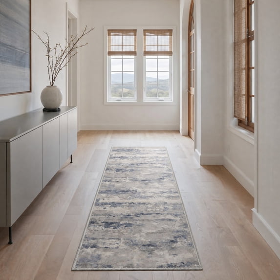 KUETH 2'6''X8' Runner Rug Machine Washable Rugs for Living Room, Non Slip Flat Pile Rug with Rubber Backing, Rug for Entryway Hallway Kitchen and Corridor