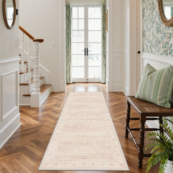 KUETH 2.5x8 Non Slip Hallway Runner Rug, Machine Washable Vintage Low Pile Rugs for Living Room, Entryway, Bedroom, Kitchen and Corridor