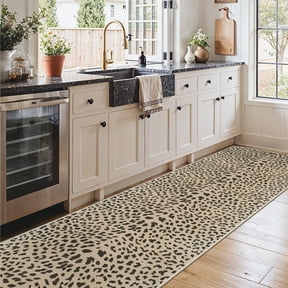 KUETH 2.5x10 Leopard Runner Rug Machine Washable, Kitchen Runner Rug for Floor and Hallway, Non Slip Flat Pile Area Rug with Rubber Backing for Entryway Bathroom Bedroom Laundry