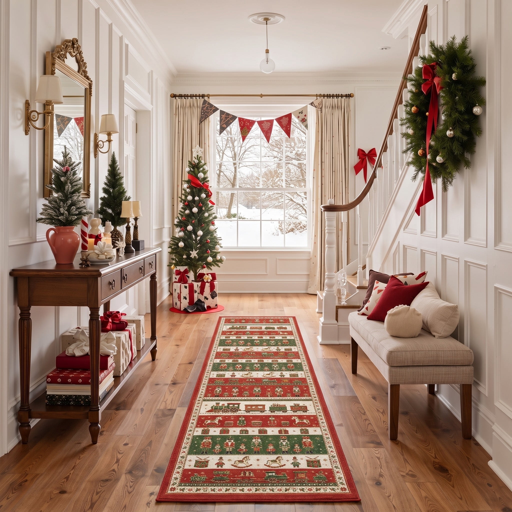 KUETH 2'x10' Christmas Washable Runner Rug, Non-Slip Rugs for Long ...