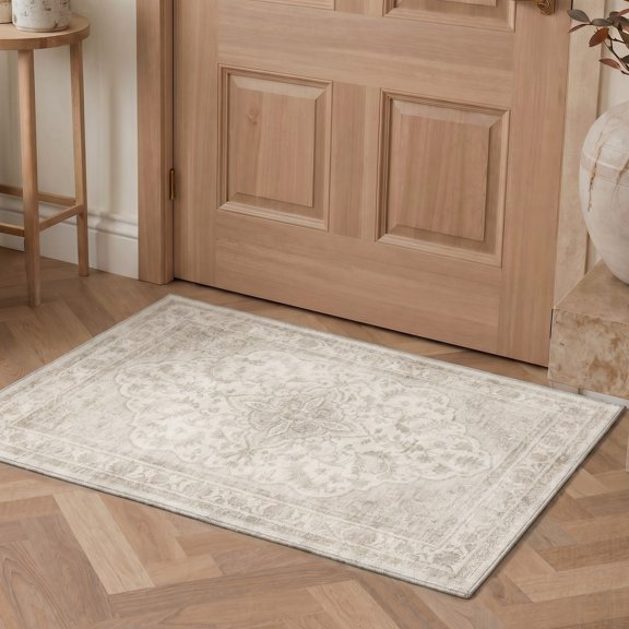 KUETH 2'x3' Area Rugs Door Mat Washable Rugs Modern Abstract Entry Rug Neutral Indoor Doormat Soft Carpet for Entryway Kitchen Laundry Room Bathroom Rugs Modern Home Decor