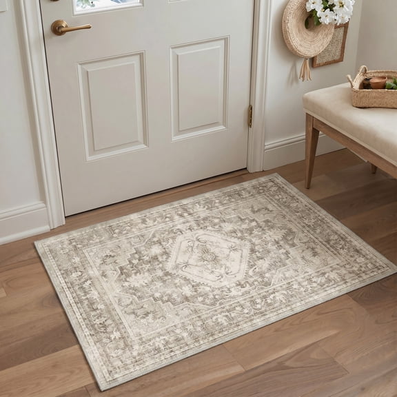 KUETH 2'x3' Area Rugs Door Mat Washable Rugs Modern Abstract Entry Rug Neutral Indoor Doormat Soft Carpet for Entryway Kitchen Laundry Room Bathroom Rugs Modern Home Decor