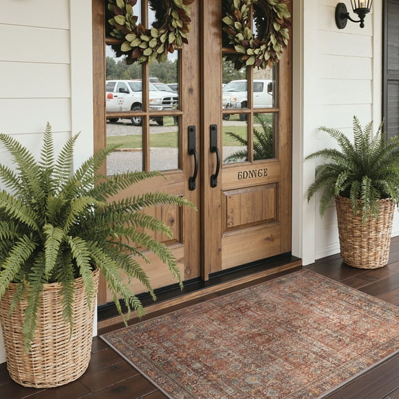 KUETH 2'x3' Area Rugs for Living Room, Non Slip Machine Washable Vintage Indoor Rug, Ultra Thin Chenille Print Rug for Bedroom Dining Room Home Office