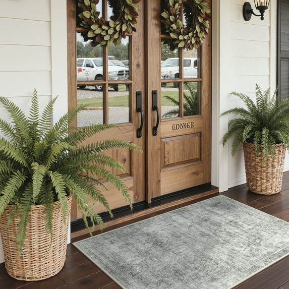 KUETH 2'x3' Area Rugs for Living Room, Non Slip Machine Washable Vintage Indoor Rug, Low Pile Chenille Print Rug for Bedroom Dining Room Home Office