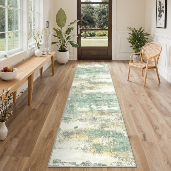 KUETH 2'x7' Area Rugs for Living Room, Non Slip Machine Washable Vintage Indoor Rug, Low Pile Print Rug for Bedroom Dining Room Home Office