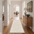 thumbnail image 1 of KUETH 2X10 Machine Washable Runner Rug, Low Pile Non-Slip Backing Carpet for Hallway, Kitchen and Bedroom, Pet-Friendly Vintage Floral Runner Rug, Beige, 1 of 7