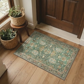 KUETH 2X3 Runner Rugs for Kitchen, Non Slip Machine Washable Low-Pile Rugs, Strain resistant and Ultra-thin Print Rug for Hallway, Bathroom, Laundry.